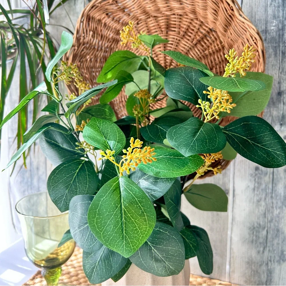 🌴 Threshold Tabletop Faux Fall Greenery w/Yellow/Orangey Little Flower Blossoms